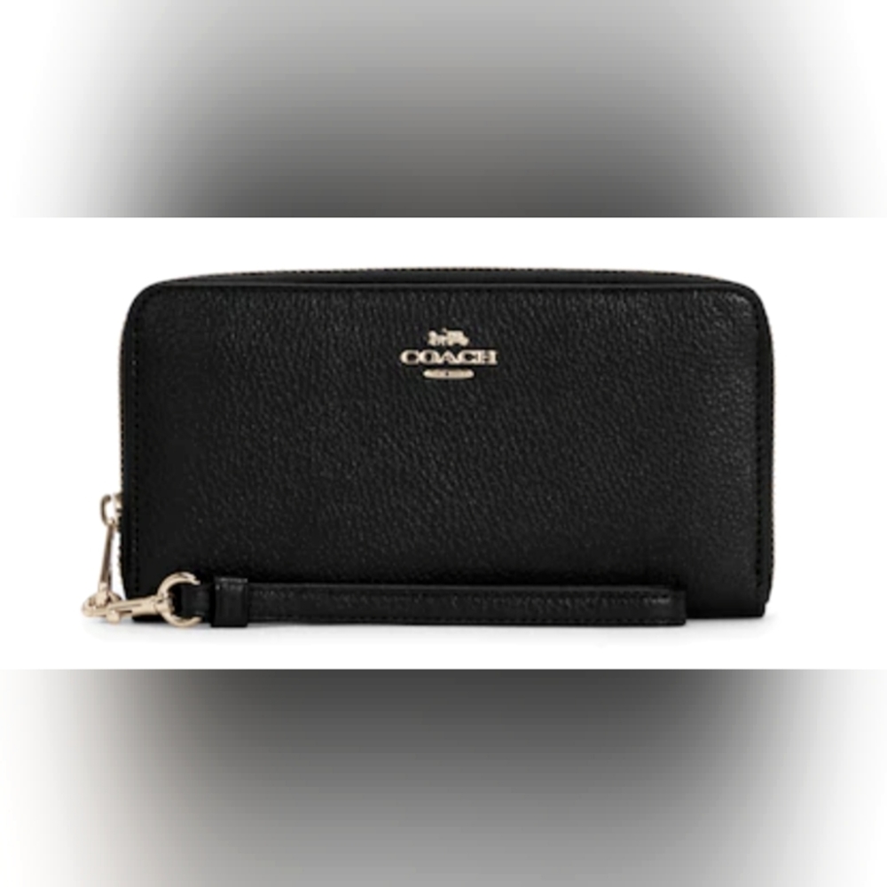 Black Coach Long Zip Around Wallet